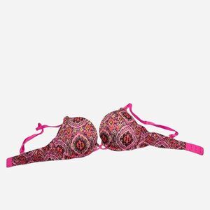 Victoria's Secret bombshell bra 32B Plunge Push Up add 2 cups sexy Aztec Pink